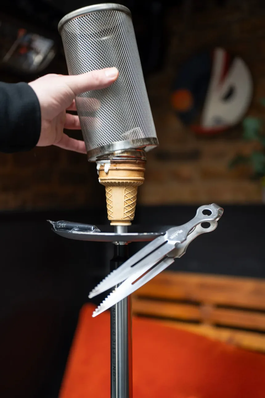 Ice-cream cone fruit shisha bowl prepared at Laika Shisha Lounge in Soho