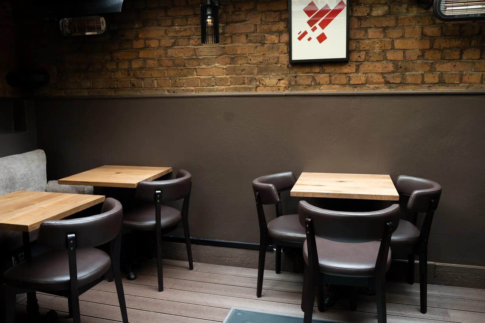 Wide view of the renovated Laika seating wall