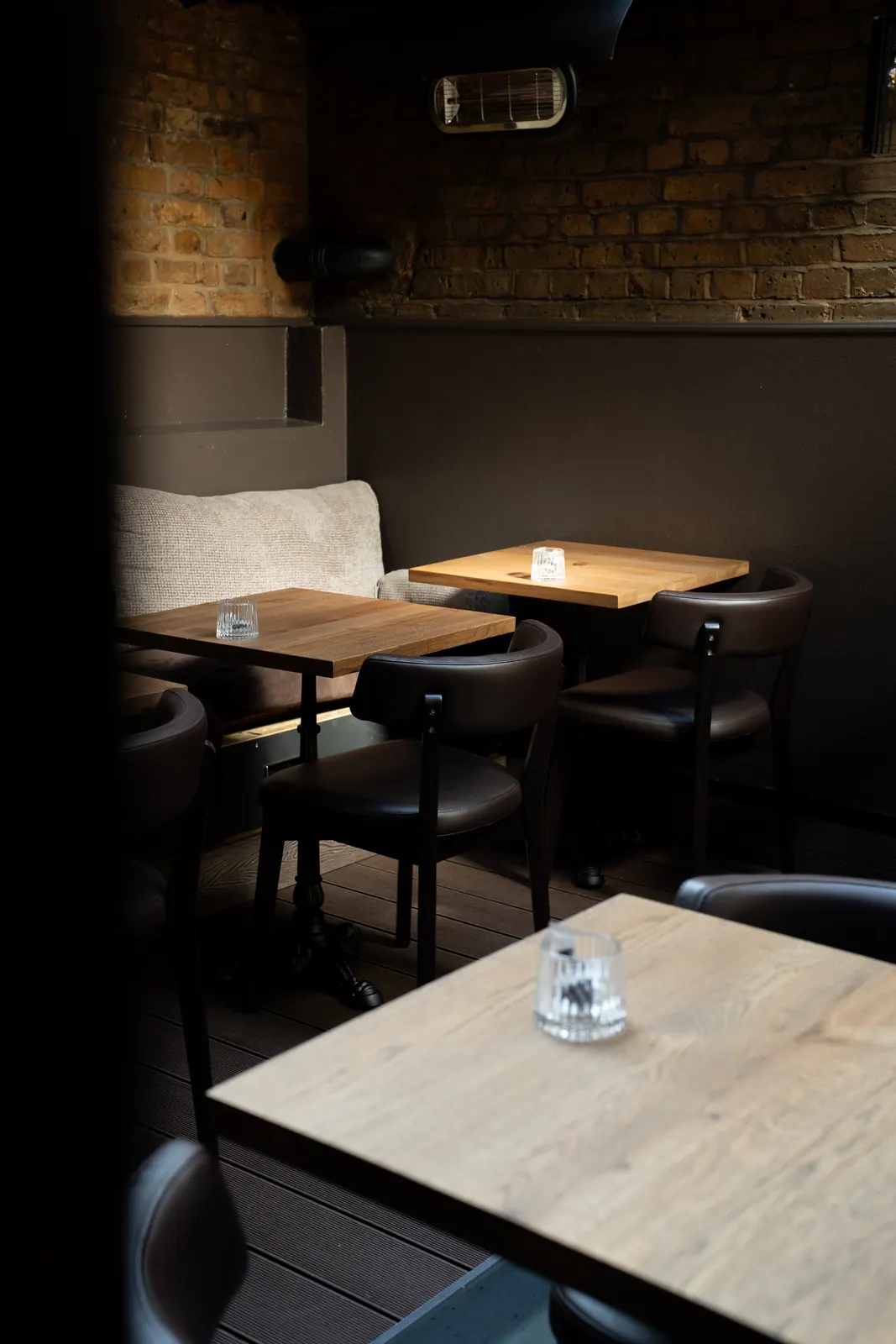 Tables and booth cushions in the refreshed Laika corner